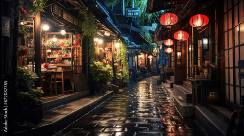 
Kyoto Japan Street Scene at Night. photo