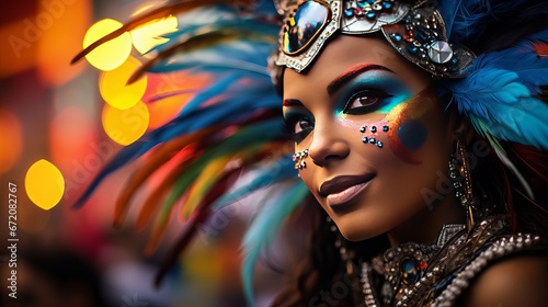 Representation of a Brazilian lady amid a carnival piece