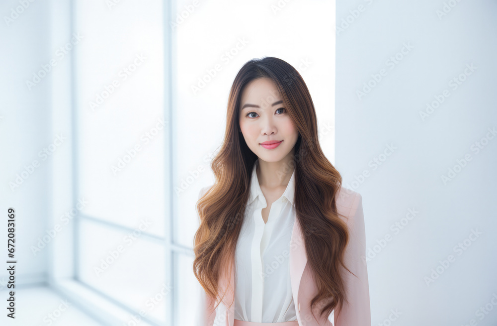 Portrait of a young beautiful Korean woman with long hair Portrait of a young beautiful Korean woman with long hair