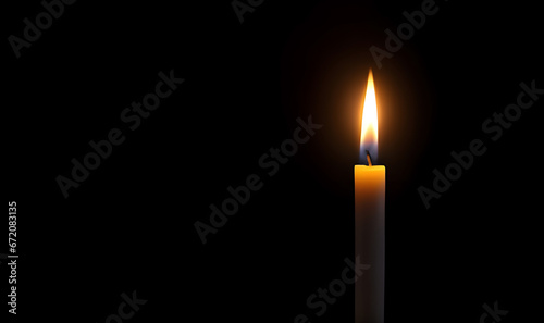 close up candle light in dark copy space ai generated photo