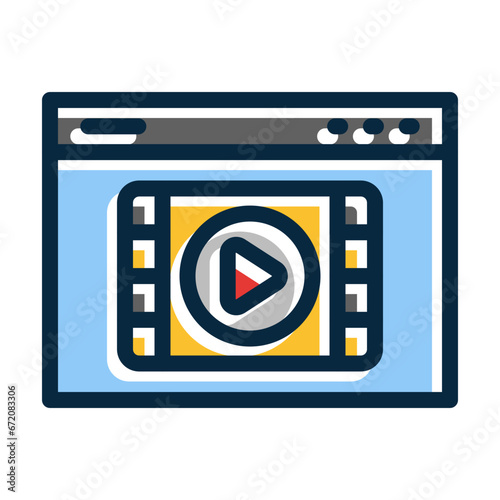 Video Vector Thick Line Filled Dark Colors