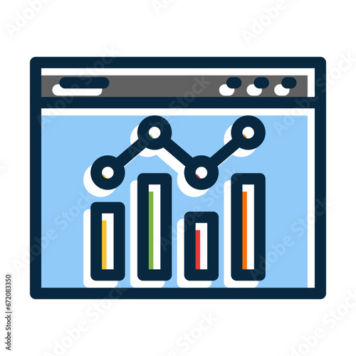 Statistics Vector Thick Line Filled Dark Colors