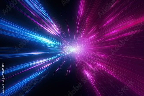 Cosmic burst. Vibrant abstract light show in dark. Futuristic elegance. Glowing artistry of light. Ethereal radiance. Enigmatic glittering lights in space