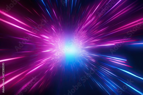 Cosmic burst. Vibrant abstract light show in dark. Futuristic elegance. Glowing artistry of light. Ethereal radiance. Enigmatic glittering lights in space © Bussakon