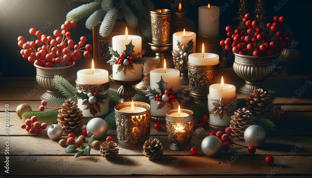 Christmas candles,  candles, xmas, generative ai