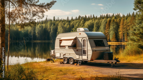 Trailer of mobile home or recreational vehicle stand.