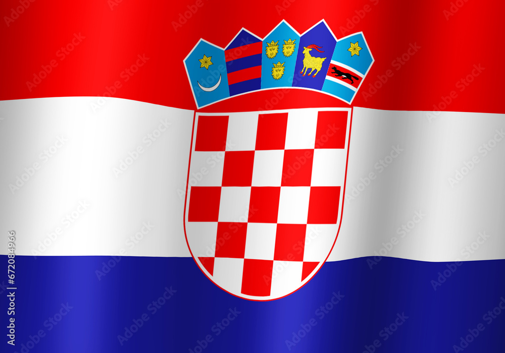 republic of croatia national flag 3d illustration close up view
