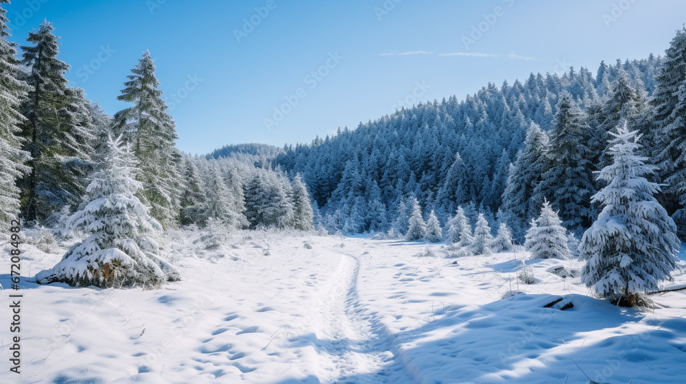 雪の積もった山の風景 雪の積もった山の風景
