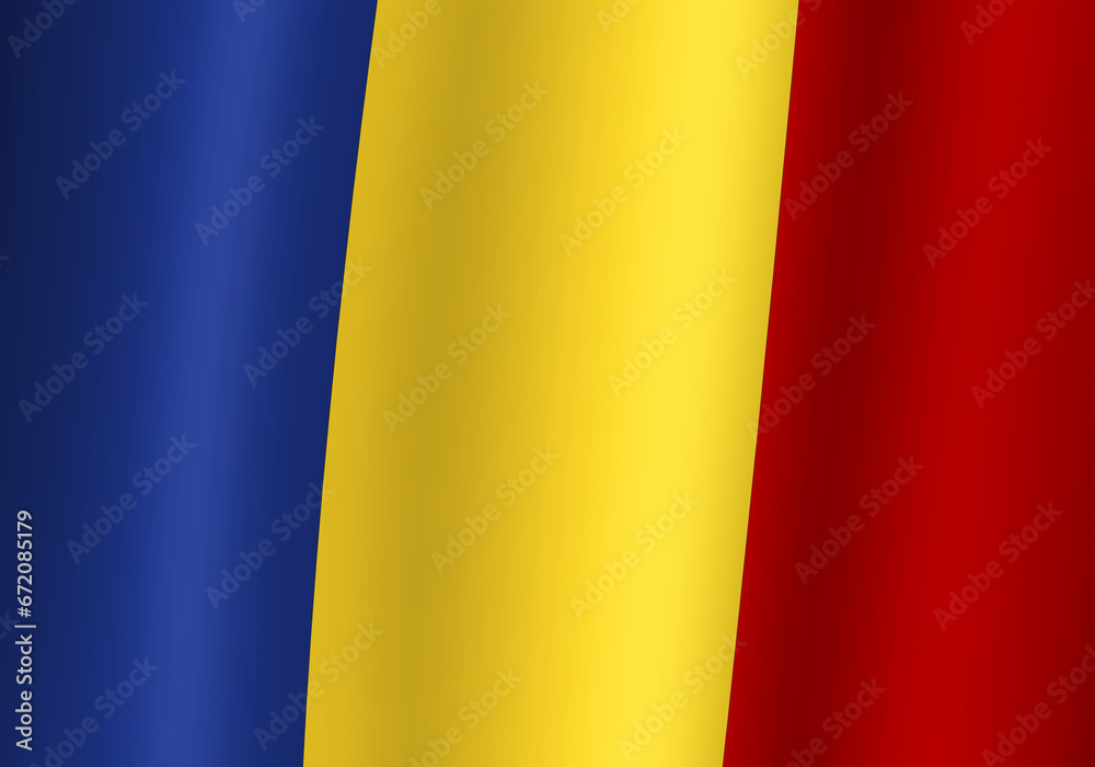 Fototapeta premium romania national flag 3d illustration close up view