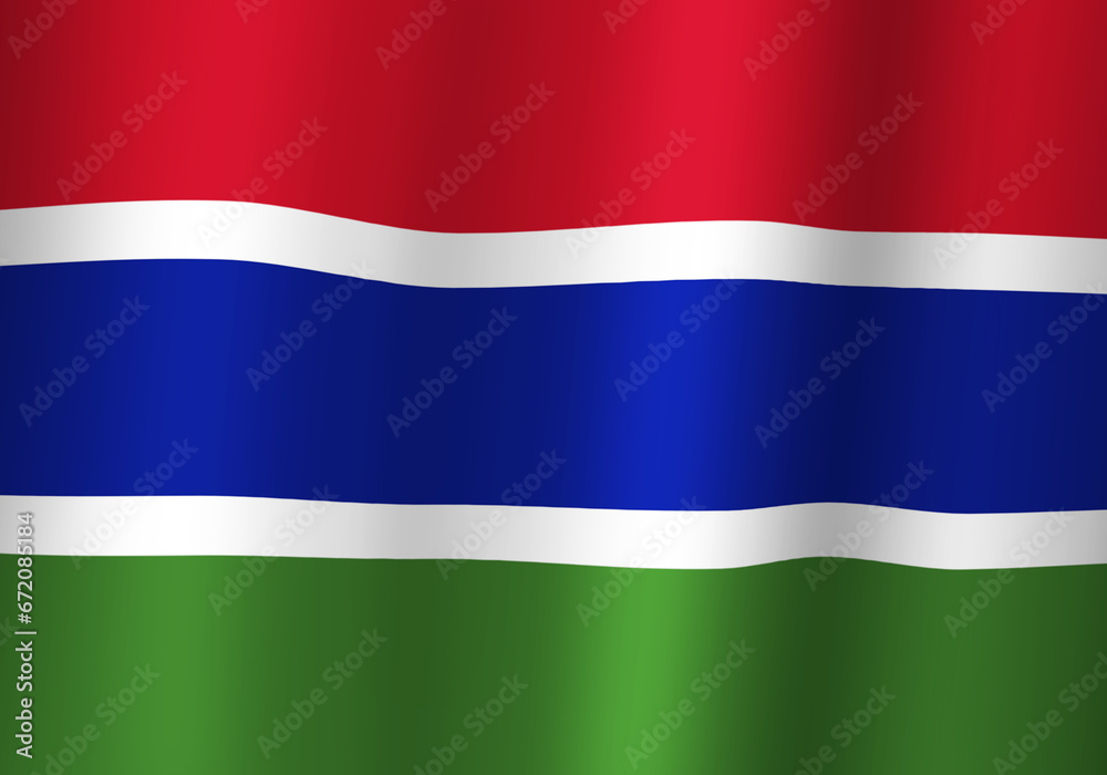Fototapeta premium republic of the gambia national flag 3d illustration close up view