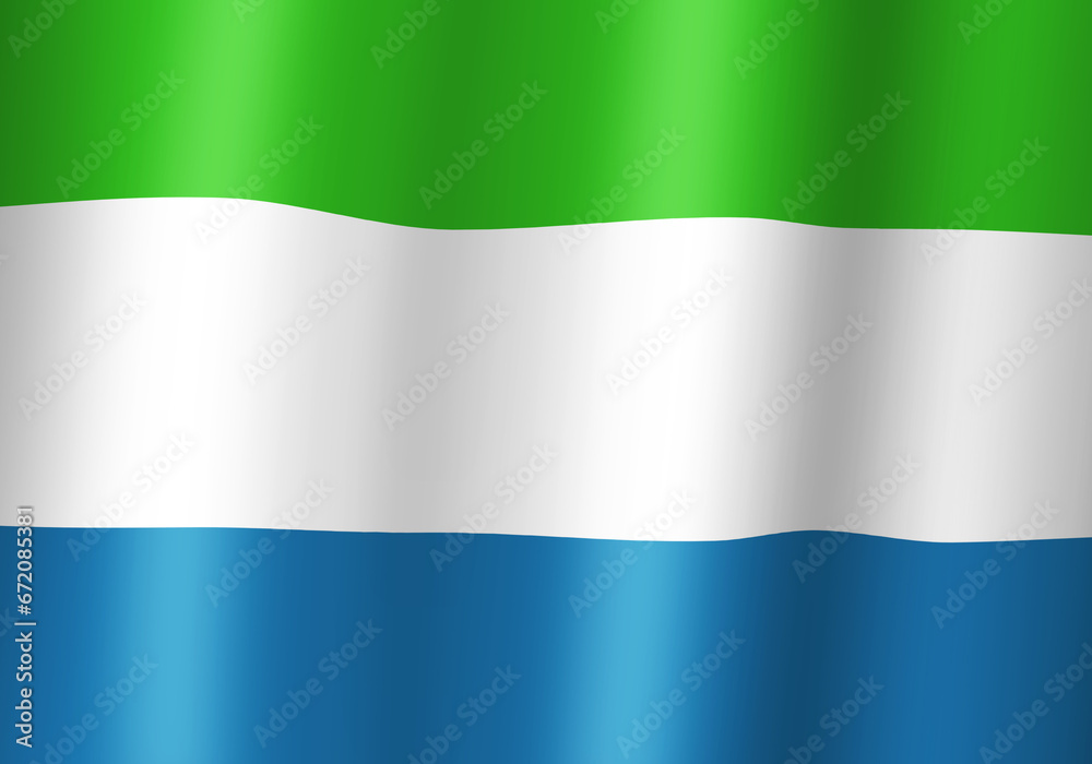 Fototapeta premium sierra leone national flag 3d illustration close up view