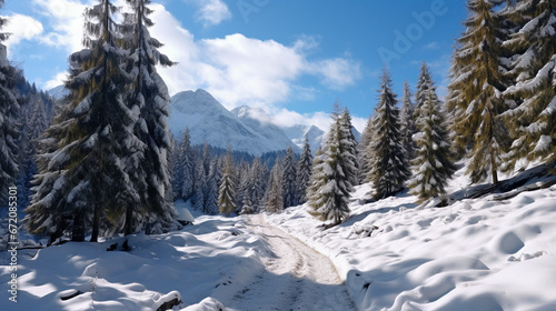 雪の積もった山の風景 © chobopapa