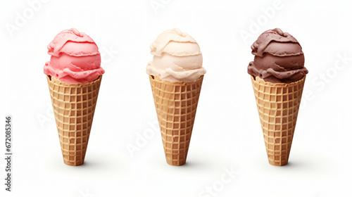 Triple scoop ice cream cone.