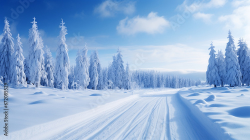 雪の積もった山の風景 © chobopapa