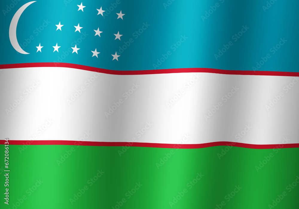 uzbekistan national flag 3d illustration close up view uzbekistan national flag 3d illustration close up view