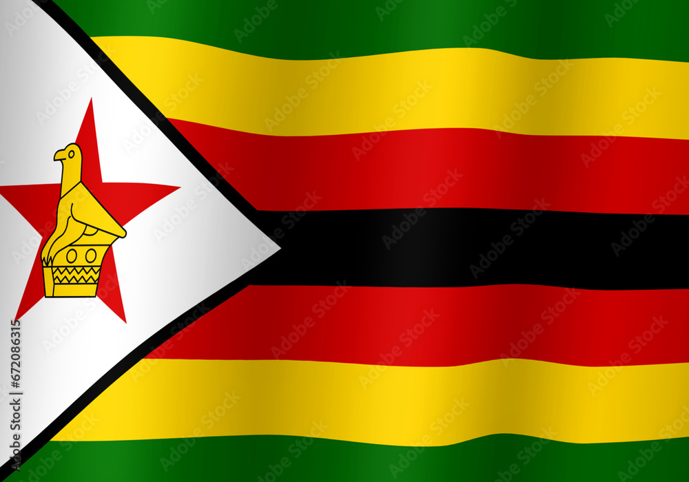 zimbabwe national flag 3d illustration close up view