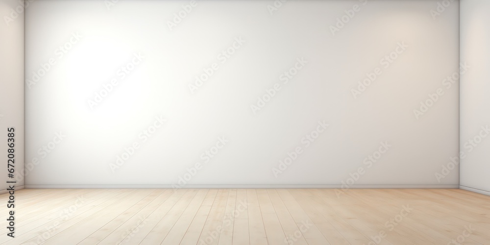 Minimalist and contemporary empty interior featuring a blank wall, ideal for illustration mock-ups and creative visualizations - obrazy, fototapety, plakaty 