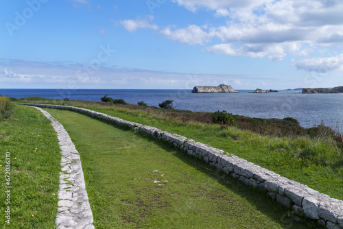 The El Dichoso trail runs along the coast of Suances in Cantabria  Spain.