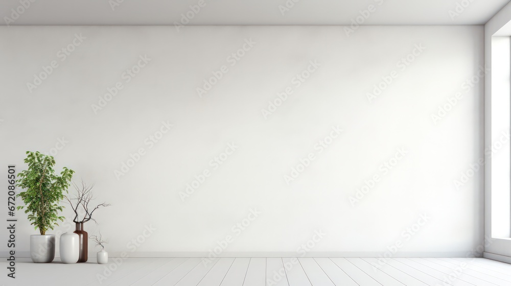 Minimalist and contemporary empty interior featuring a blank wall, ideal for illustration mock-ups and creative visualizations Minimalist and contemporary empty interior featuring a blank wall, ideal for illustration mock-ups and creative visualizations