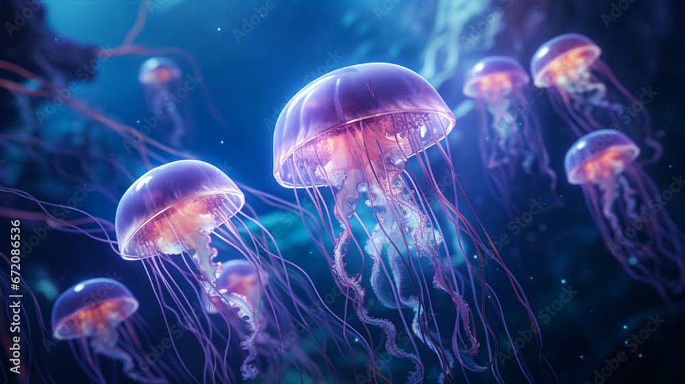 jelly fish group in the water jelly fish group in the water
