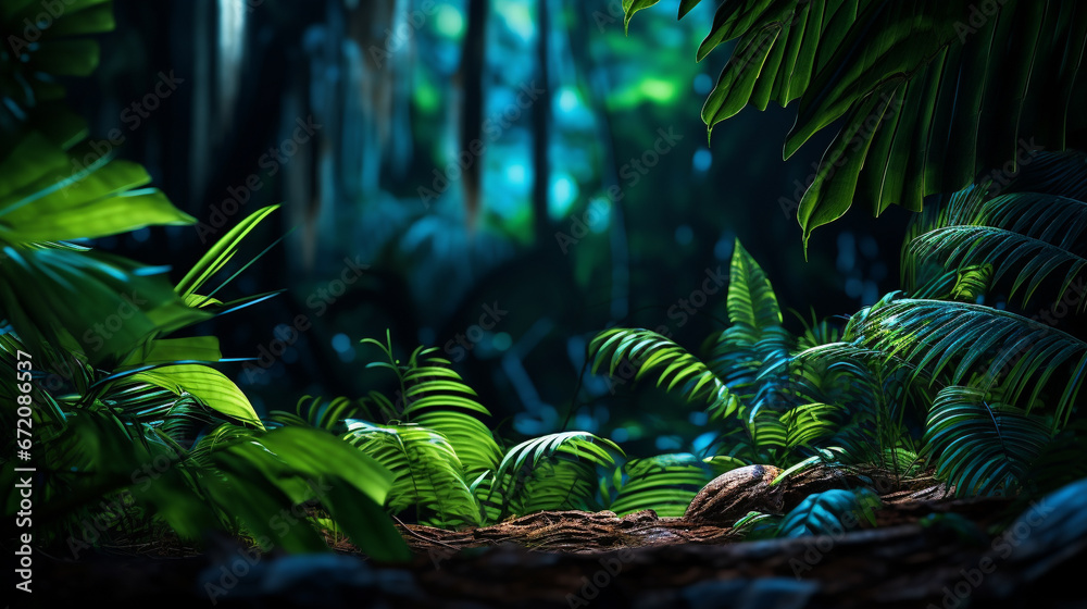 tropical fern in the jungle HD 8K wallpaper Stock Photographic Image