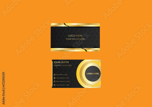 Golden Gradient Double Side Modern Business Card Creative and Clean Business Card Template.