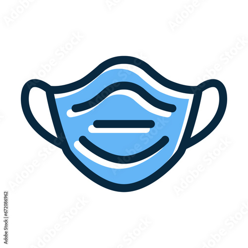 Face Mask Vector Thick Line Filled Dark Colors