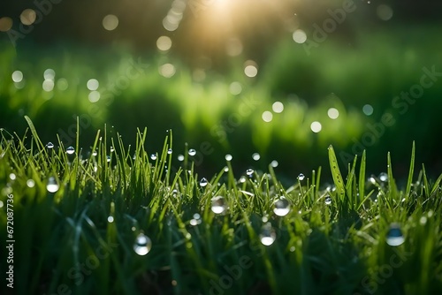 dew drops on grass view 