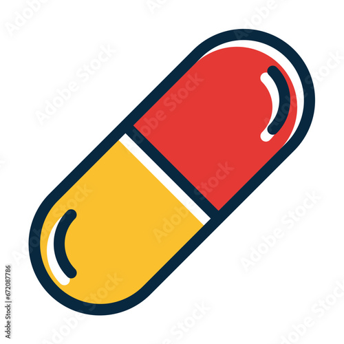 Capsule Vector Thick Line Filled Dark Colors