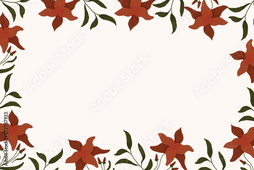 Collection of background designs for flower arrangements, maroon green leaves and flower illustrations