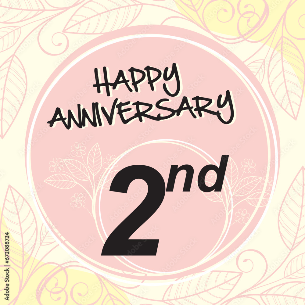 Obraz premium ribbon 2nd happy anniversary vector illustration,good for celebration,anniversary party,birthday,ceremony,ground breaking,soft opening,grand opening,office, factory,couple,wedding,valentine,graduation