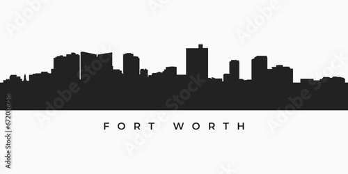 Fort Worth city skyline silhouette. Texas cityscape skyscraper in vector format photo