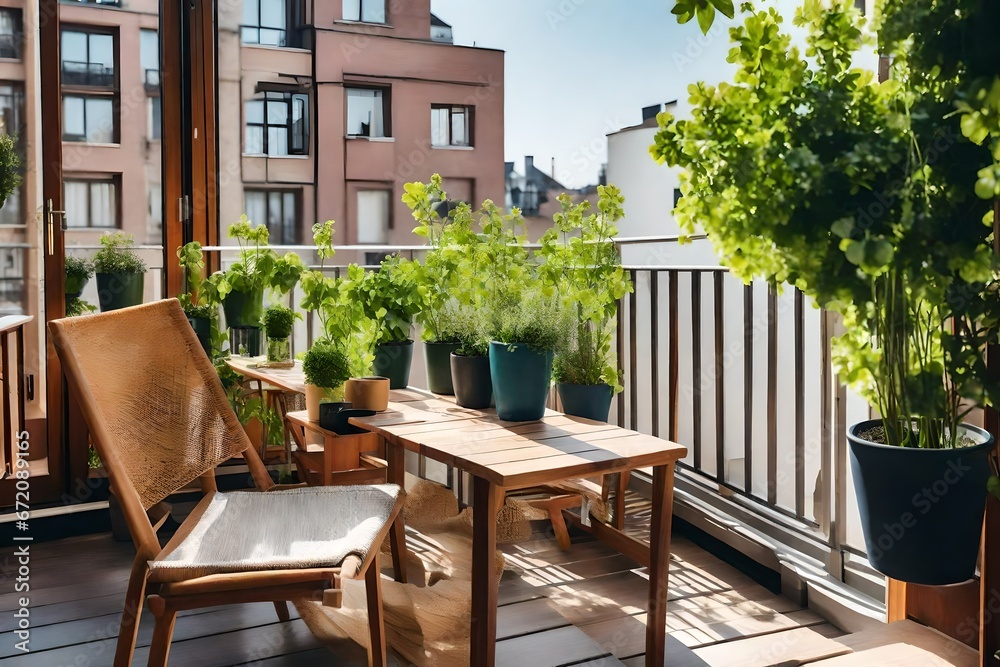 Fototapeta premium table and chairs in a garden