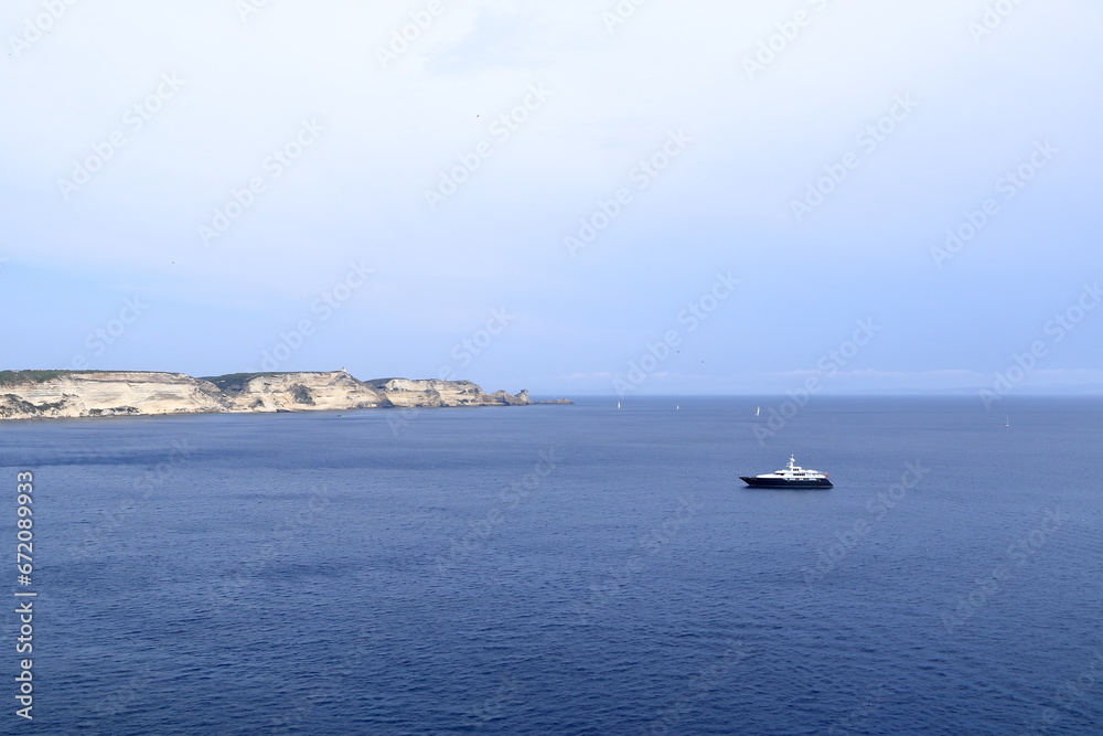 Breathtaking view of cliffs near old town Bonifacio, Corsica, France, Europe
