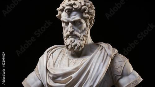 Marble sculpture of a stoic man