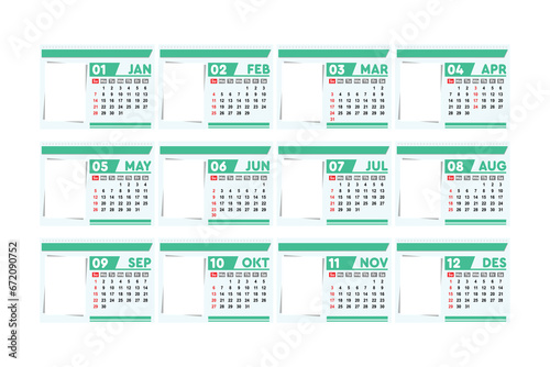 Calender 2024, table calender, editable calender, vector ilustration.