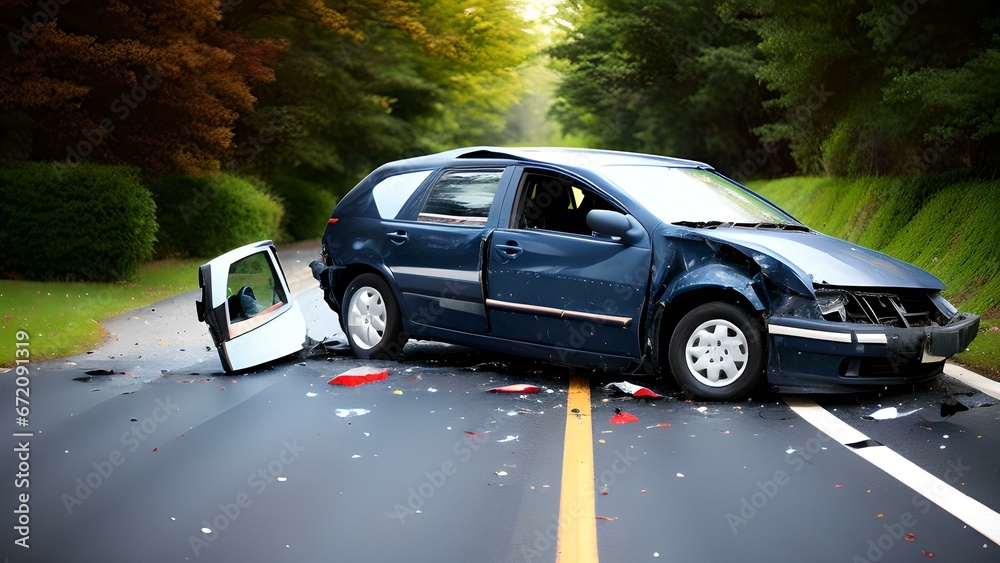 car crash on the road car crash on the road