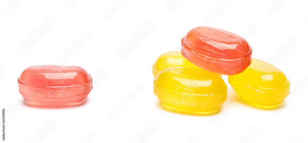 colorful fruit hard candy isolated on white. lollipop, candy, sweetmeat colorful fruit hard candy isolated on white. lollipop, candy, sweetmeat