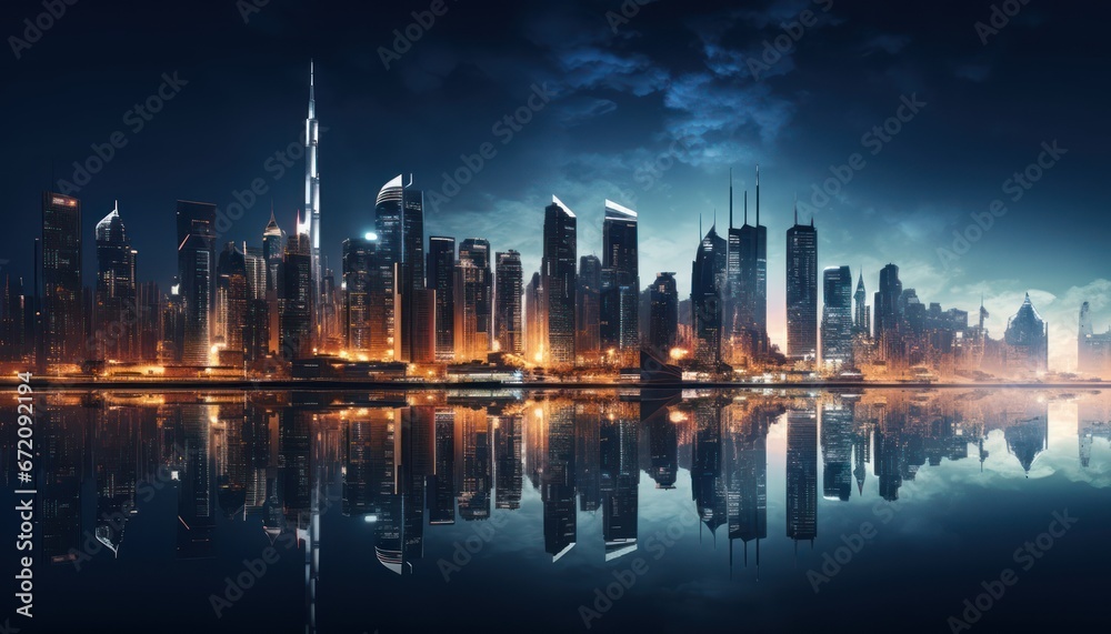 Obraz premium Photo of a Vibrant Metropolis of Towering Skyscrapers and Urban Life