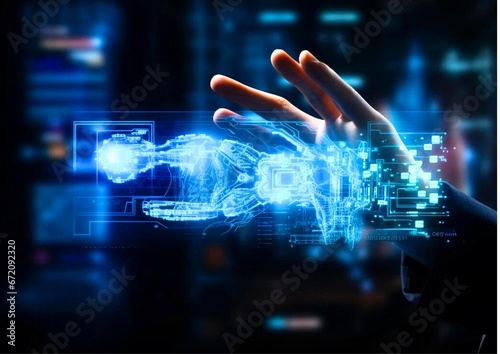 businessman touching screen