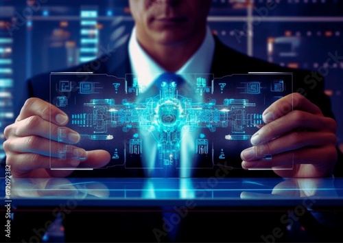 businessman touching screen