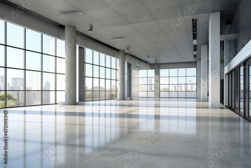 Contemporary Urban Space: Empty Floor with Modern Building