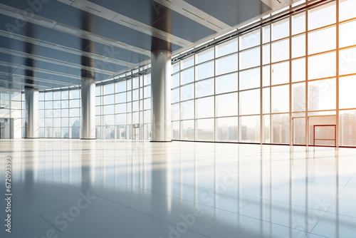 Contemporary Urban Space: Empty Floor with Modern Building