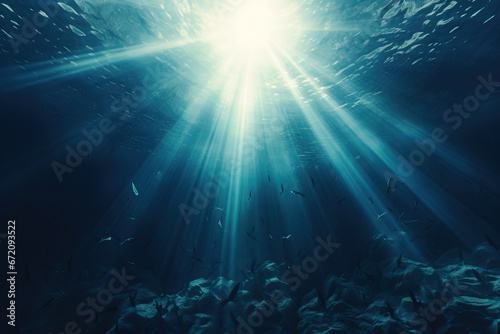 Mystical Deep Sea: Abyss with Blue Sunlight