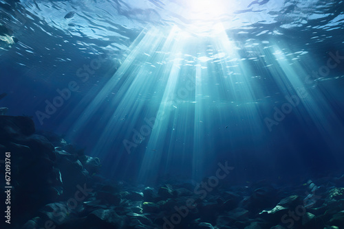 Mystical Deep Sea: Abyss with Blue Sunlight
