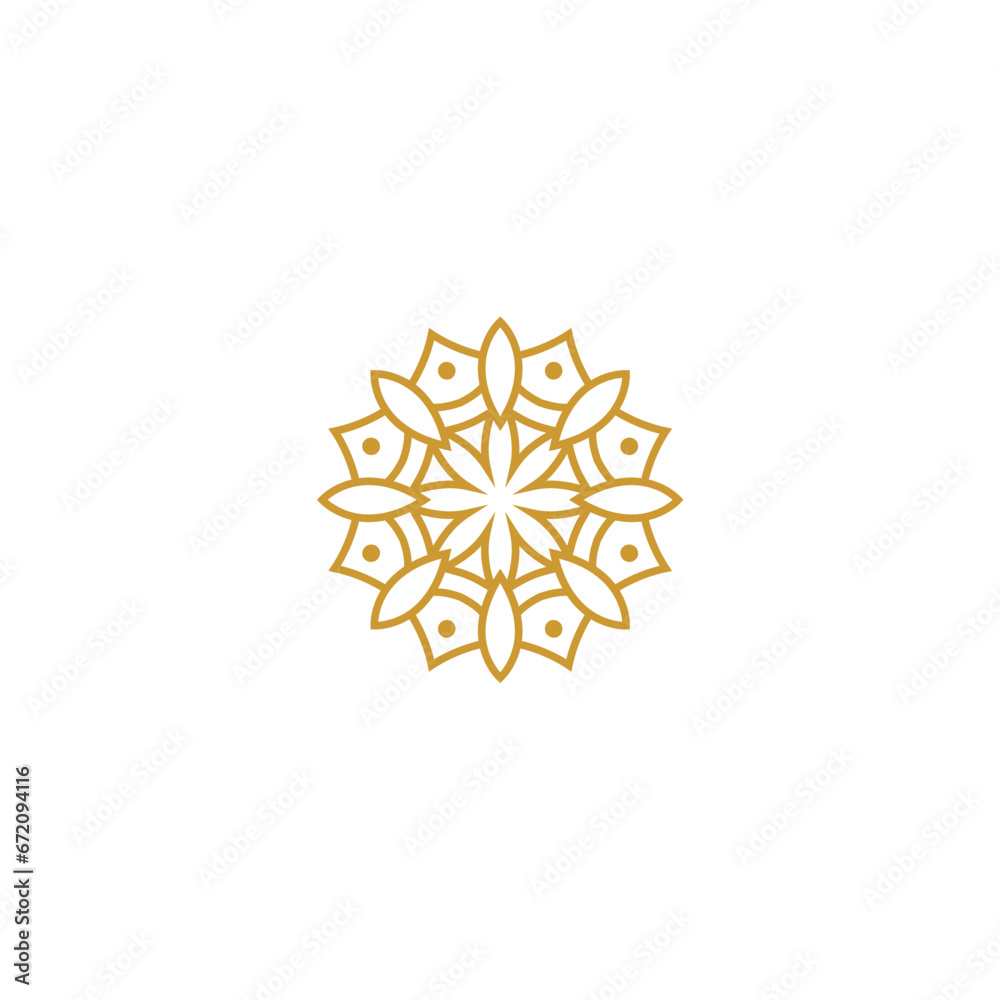 mandala set gold color elements vector