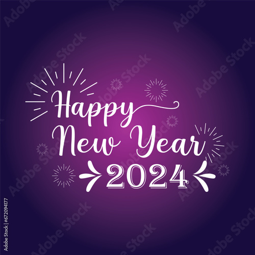 Happy New Year 2024 text typography design and Christmas elegant decoration 2024, New Year, New Year banner and Instagram post
