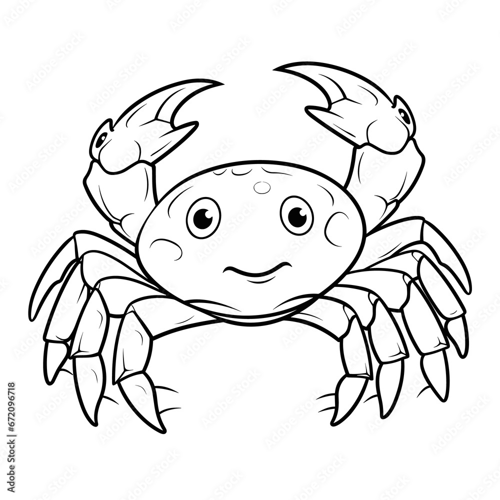 Cartoon Crab Underwater World , Coloring Pages Png Stock Illustration