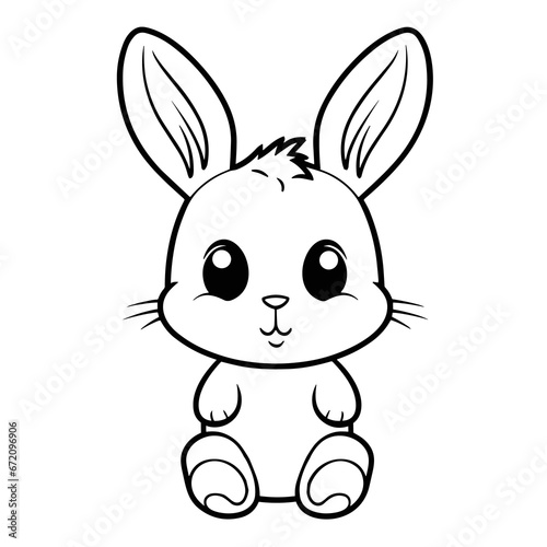 Coloring Page Outline Cartoon Cute Bunny, Coloring Pages Png