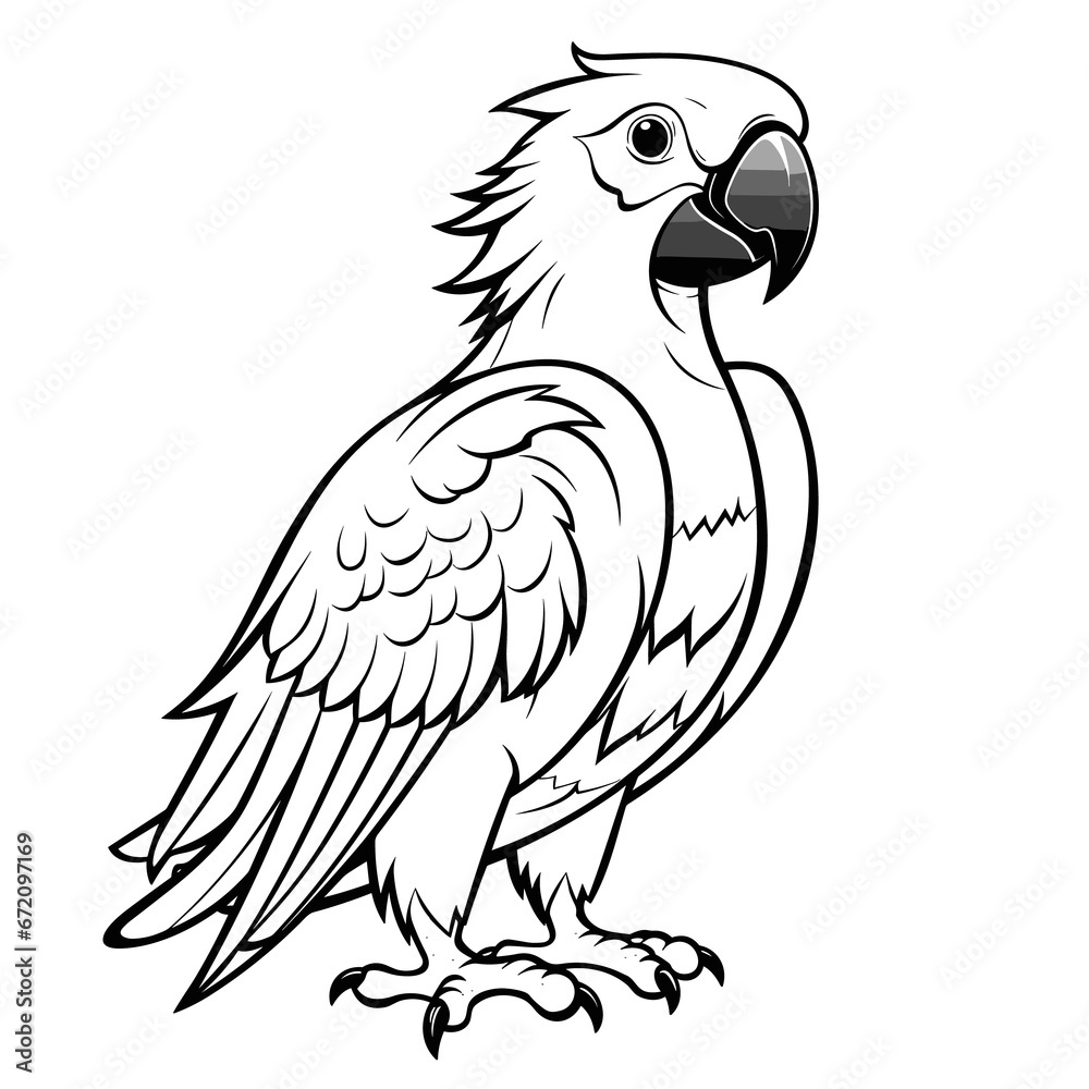 Cute Cartoon Macaw Parrot, Coloring Pages Png